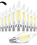 Dimmable E12 Candelabra LED Bulbs 60W Incandescent Equivalent 5000K Daylight White Clear Filament Chandelier Light Bulbs 6W 600lm CA11 Vintage Ceiling Fan Light Bulbs With Flame Tip No Fuss Fully Dimmable Energy Saving displayed in rows