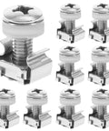 16 Sets M6 20mm Rack Mount Screws With Cage Nuts For Server Cabinets Enclosures Floating Cage Nut Mounting Gear Kit