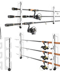 Horizontal Fishing Rod Holder Wall Mount Rack For Boat And Garage White Plastic Poles Storage Dual Pack Of 2 Pole Racks