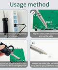 Step-by-step guide for using Electric Desoldering Gun Go-To Automatic Solder Sucker Portable Desoldering Pump with 3 tips for circuits.