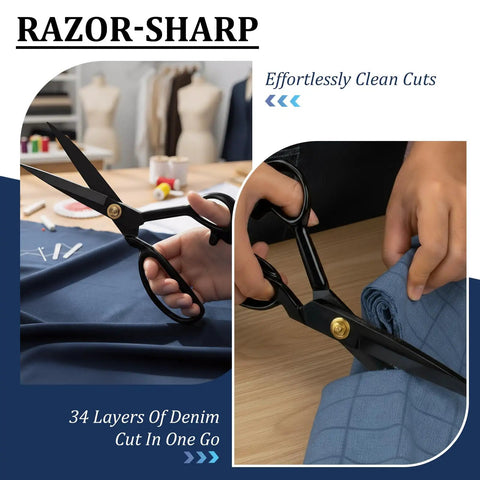 9 Inch Heavy Duty Fabric Scissors For Cutting Cloth And Materials Professional Sewing Shears With High Carbon Steel Blades Razor Sharp Tailor Scissors For DIY Projects Home Office And School Use Durable Long Lasting, cutting denim and fabric