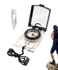 Trail Tested Direction Finder With Mirror Sight, Water Resistant Compass For Hiking And Trekking with hiker on a rock