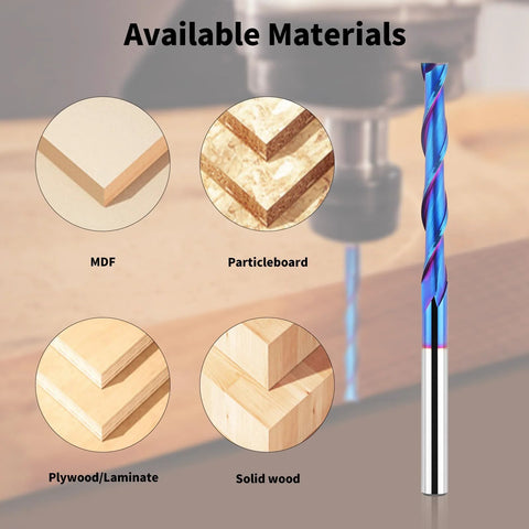 Router bit: EANOSIC extra-long 4-inch upcut spiral, 1/4" shank and 1/4" cutting diameter, solid carbide with NACO coating