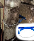 Wall Mount Oxygen Tank Holder With Adjustable Chain For 40 L Gas Cylinders, Heavy Duty Steel Rack in use with tank secured