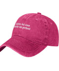 Dope Lil Bit Emo Yeehaw Style Hat For Women Adjustable Cap With Front Artwork in pink with white text