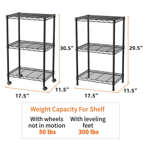 Built Tough 3 Tier Wire Shelving Cart With Smooth Roll Lock Casters And Height Adjustable Levels That Totally Kick Messy Floors To Curb Super Slick Storage Solution For Compact Bathrooms Kitchens And Living Rooms