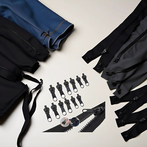 12Pcs Black Zipper Pull Replacement Kit With Instant Fix Sliders for Coats Jackets Luggage and Backpacks Universal Zipper Repair Set