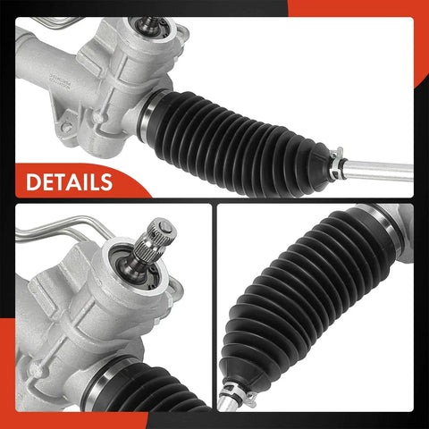 Close-up of hydraulic power steering rack and pinion direct fit replacement for Chrysler LeBaron Daytona Shadow Spirit Plymouth