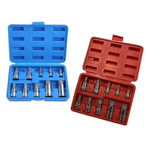 10 Piece 12 Point Triple Square Spline Bit Socket Set For Automotive Tool Kit With Heavy Duty Chrome Alloy Steel Bits