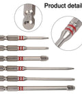 Heavy Duty Magnetic Hex Screwdriver Bits Set With Pagoda Torque Tip 6 Piece Multi Size Kit Built To Fit Electric Drills And Wrenches Perfect For Pro Pros And Weekend Warriors Who Need Serious Grip And Quick Fixes., six metal hex driver bits with red rings and magnetic tips shown in different lengths