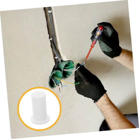 Awesome LIFKOME Silicone Wall Hole Plugs Cover Grommets For Cable Routing With Easy Install Antenna Protectors Keep Wiring Super Neat And Tidy Like A Pro., white silicone wall hole plug for cable routing, installed in drywall