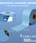 Top Notch Heavy Duty Cleanroom Wipes Lint Free Cloths Ultra Absorbent Towels Jumbo Roll Blue 15x5 Inches 500 Pieces