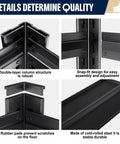 Beefy Heavy Duty Metal Garage Shelving Unit With Five Adjustable Shelves Stands 71.2 Inches Tall, 35.4 Inches Wide, 15.7 Inches Deep For Heavy Load Storage In Garage, Shop, Or Warehouse, black steel detail