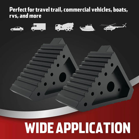 Heavy Duty Rubber Wheel Chocks For Cars, SUVs, Trucks And ATVs, Solid Tire Stop Block With Wide Handle, Oil Resistant Traction Surface, Slip Resistant Grip, Durable Two Piece Set
