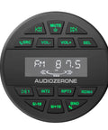 Bluetooth Amplifier For Car Audio System Waterproof With Remote Control 4 Channel Class Ab Amp For ATV UTV IPX6 FM AM USB Playback Music Streaming From Phone Or MP3 Player Built In Equalizer front view