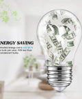 12 Pack Dimmable A15 LED Bulbs 60W Incandescent Equivalent, 6W Actual, 5000K Daylight Edison Globe with money inside bulb illustration