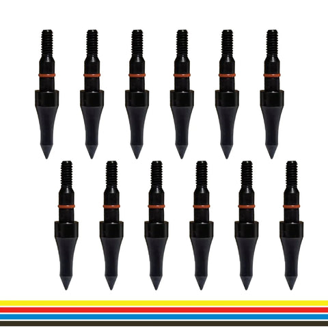 12 Piece Archery Arrow Tip Set 100 125 150 200 Grain Field Tips Five Sixteenths Inch Screw In For Target Practice Recurve Bow Compound Bow Crossbow Hunting