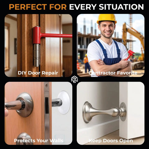 Door Hinge Adjustment Tool And Hinge Bender Adjuster Bundle With Magnets Stoppers And Knob Wall Shield For Easy Door Alignment And Quick DIY Home Repairs Works With Multiple Hinge Sizes