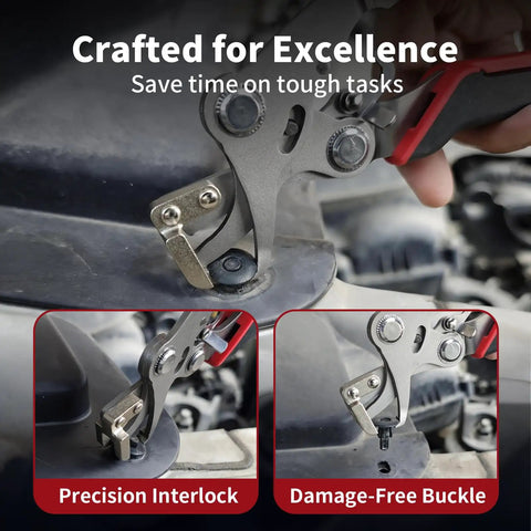 Heavy Duty Car Clip Pliers 2 Pack Set Auto Trim Removal Tool in use on vehicle dashboard clips.