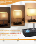 Fully Dimmable Nightstand Lamp With USB C Ports And Phone Stand, Grey Small Bedside Table Light With Easy Charging Outlets.