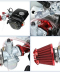VM22 Carburetor Kit Replacement For Predator 212cc 196cc 224cc Engines with red air filter and detailed engine components.