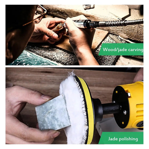 Person using 850W Mini Bench Grinder And Jade Polishing Machine For DIY Woodworking Jewelry Rock And Metal Crafting Station.