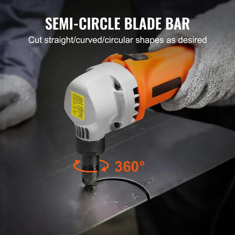 Sheet Metal Nibbler Power Cutter 550W Pro Electric Tool 2200 RPM 360 Degree cutting steel with rotating head