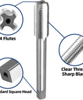 Beefy Pro Grade M12 X 1.25 Right Hand Tap For Metal HSS 6542 showing 4 flutes and square head