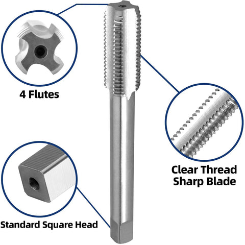 Beefy Pro Grade M12 X 1.25 Right Hand Tap For Metal HSS 6542 showing 4 flutes and square head