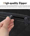Close-up of high-quality zipper on Badass Waterproof Leather Car Jumper Cable Bag Portable Trunk Organizer for EV charging cords.