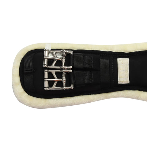 Memory Foam Dressage Girth With Sherpa Fleece Clik Buckle Black 26 Inch detail, ergonomic design with fleece lining