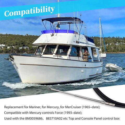 Two Pack 15Ft Gen2 Boat Throttle And Shift Cables For Mercury MerCruiser Force Outboard Engines Fits 4000 Series Controllers Replacement CC18915 Easy Install Durable Marine Cables
