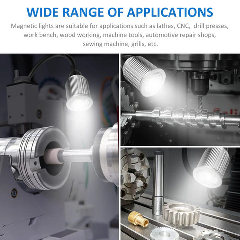 10W Magnetic LED Work Light With Flexible Gooseneck And Magnetic Base 1000 Lumen 6500K White Light used in machining tool setup