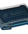 Stackable L-RACK Complete Kit For L-BOXX Systems With I-Boxx53, blue L-RACK with clear lid, side view showing single-click lock