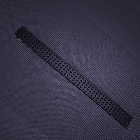Linear Shower Drain 24 Inch For Bathroom With Removable Cover Grid Grate Stainless Steel SUS304 Trench Drain Black Finish