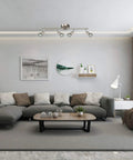 4 Light Track Lighting Kit With 24.8 Inch Matte Nickel Bar And Flexible Rotatable Heads installed in modern living room