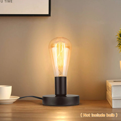 Industrial Table Lamp Base Only No Shade Included With E26 E27 Socket Metal Edison Style Stand 5.8Ft Cord With Switch Black Finish UL Listed Desk Lamp Base For DIY Lighting And Exposed Bulb Displays