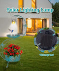 Bird Bath With Flower Planter Base And Solar Lighting Pedestal For Outdoors next to a modern house, lit at dusk.