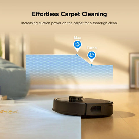 Smart Robot Vacuum And Mop With Self Empty Dock No Fuss Hands Free Cleaning Up To 9 Weeks 10000Pa Suction Q7 M5 Plus in action on carpet