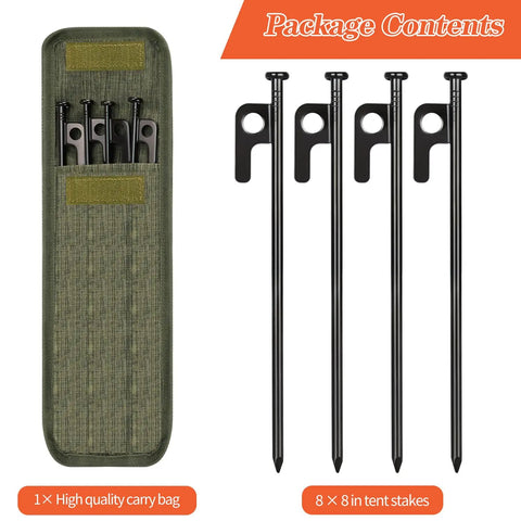 Heavy Duty Forged Steel Tent Stakes 8 Inch Kit With Storage Bag 8 16 32 Pack Camping Gear Built Tough For Rocky Deserts
