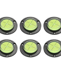 Nexarelle 6pcs Round Bubble Level D:48.9mm, H: 9.2mm Black Green flat view showing six levels with black casing and green bubbles.