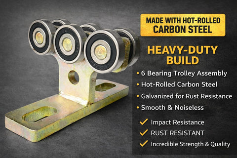 Heavy Duty 6 Wheel Type Trolley Assembly For Electric Hoists, Smooth Quiet Roller Trolley with galvanized steel build