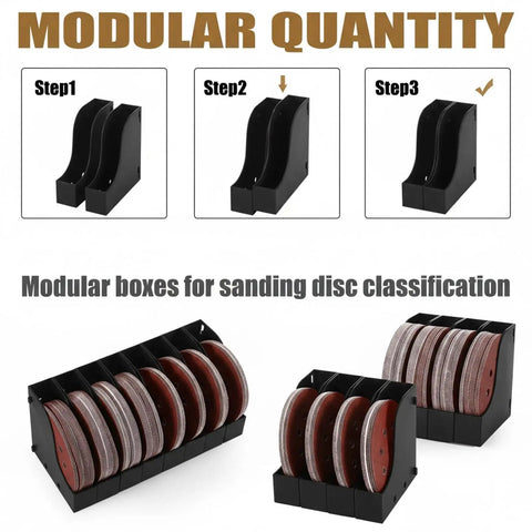 8 Pack Sandpaper Storage Organizer Boxes For 5 Inch Sanding Discs, tool storage set with grit labels, modular rack design
