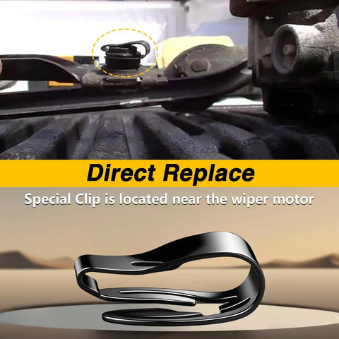 Windshield Wiper Linkage Pivot Arm Clip For Ford E Series Vans E-150 E-250 E-350 1983-2024 Replacement Part E3TZ-17531-A steel clip near wiper motor