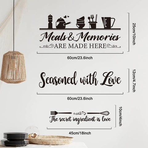 Three Piece Kitchen Wall Decal Set With Dining Room Rules And Utensil Wall Art Vinyl Stickers For Kitchen And Dining Area Home Decor, Easy Peel And Stick, Modern Vibe Wall Decor For Quick Kitchen Makeover