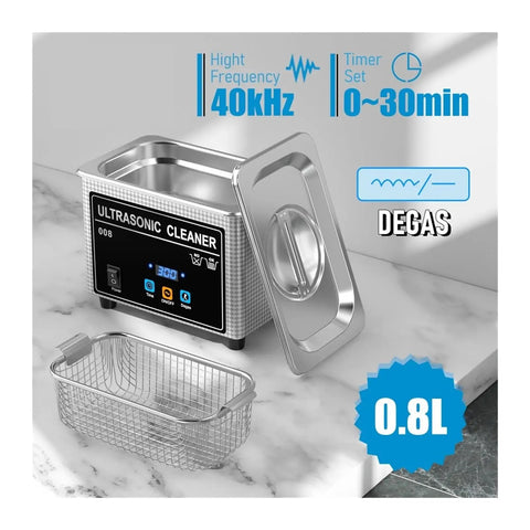 Big 800Ml Handheld Ultrasonic Cleaner With Digital Display, Heater And Timer. Deep Clean Watches Jewelry Glasses & Small Parts With Sonic Technology. Stainless Steel Tank For Home Or Workshop Use Quick And Easy Touch Controls.