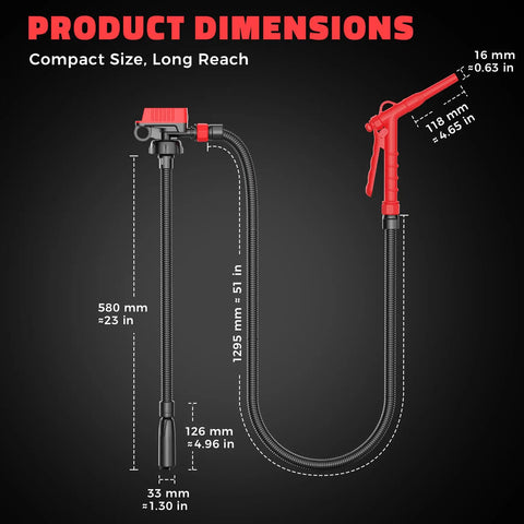 Get She Done Cordless Fuel Transfer Pump Pulling Gasoline Diesel Oil And Water Smoothly At 5 Gpm Compatible With Milwaukee 18V Batteries dimensions diagram with measurements.