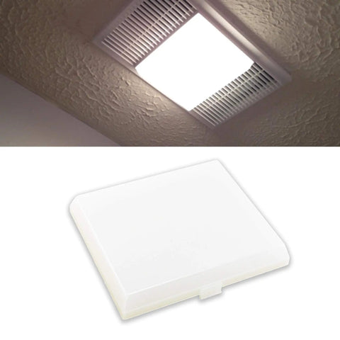 Ceiling of bathroom with installed vent and separate view of 2-Pack AP5609551 8 By 7 Inch Light Cover Replacement