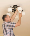 Installation of Three Pack Frosted Opal White Glass Globes Replacement For Light Fixtures on ceiling