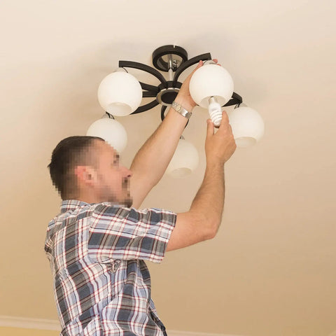 Installation of Three Pack Frosted Opal White Glass Globes Replacement For Light Fixtures on ceiling